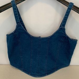 NWT Derek Heart Blue Jean Crop Top Size M